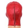 Loodgao UUnisex Men Women Open Eyes Mouth Full Face Mask Hood Latex Shiny Metallic Face Mask Cosplay Costume Red One Size view 4