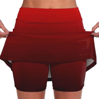 JOFOW Skirt for Women High Waist Athletic Skirt Skorts for Woman Skorts for Women with Pockets Womens Skorts (F-Red,X-Large)