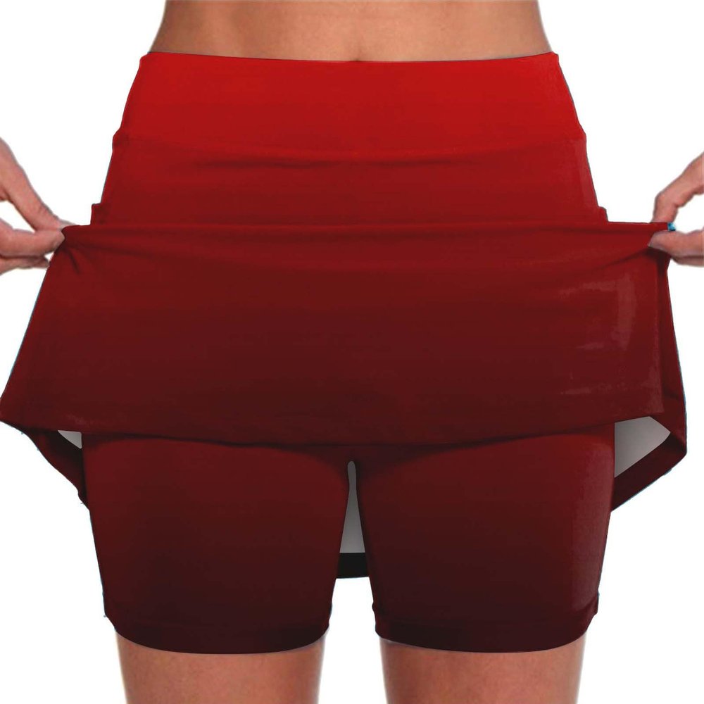 JOFOW Skirt for Women High Waist Athletic Skirt Skorts for Woman Skorts for Women with Pockets Womens Skorts (F-Red,X-Large)