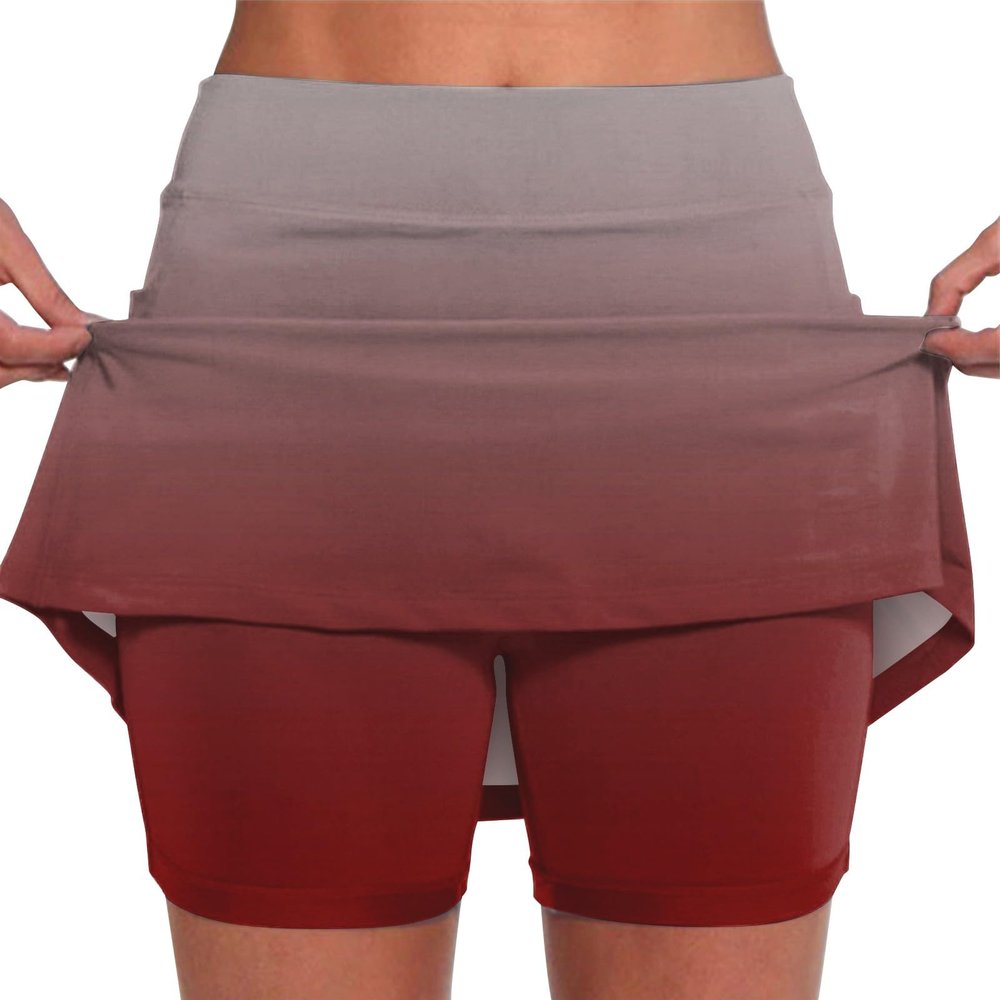 JOFOW Skirt for Women High Waist Athletic Skirt Skorts for Woman Skorts for Women with Pockets Womens Skorts (B-Wine,X-Large)