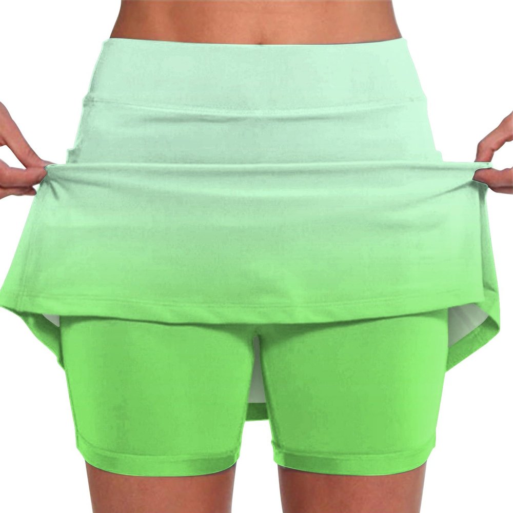 JOFOW Skorts for Women Knee Length Knee Length Skorts for Women Skirts with Built in Shorts Athletic Skorts for Women (E-Green,XX-Large)
