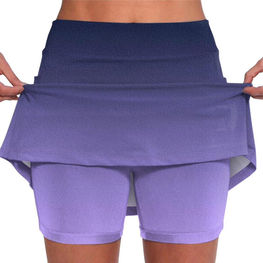 JOFOW Skorts for Women Knee Length Knee Length Skorts for Women Skirts with Built in Shorts Athletic Skorts for Women (B-Purple,Medium)