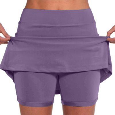 JOFOW High Waist Athletic Sports Skirt Shorts Plus Size Skorts for Curvy Women Skorts for Women Plus Size High Waisted Athletic Golf Skorts Skirt (A-Purple,Large)