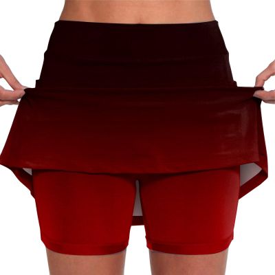 JOFOW High Waist Athletic Sports Skirt Shorts Plus Size Skorts for Curvy Women Skorts for Women Plus Size High Waisted Athletic Golf Skorts Skirt (C-Wine,Large)
