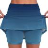 JOFOW Womens Skirt with Shorts Built in High Waisted Athletic Tennis Golf Skirts with Shorts Pockets Biker Shorts Sport Skirts for Women with Shorts (F-Blue,3X-Large) view 1