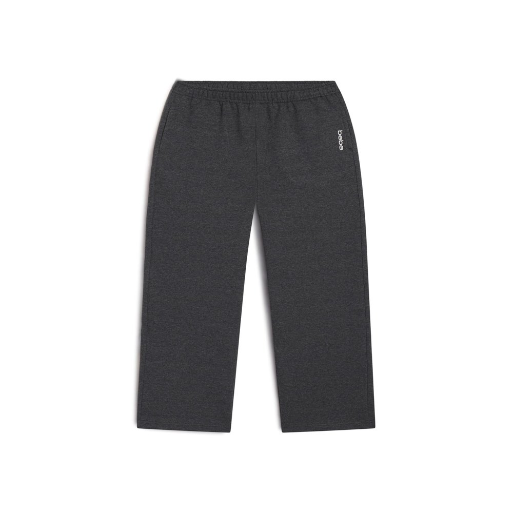 bebe Girls Wide Leg Sweatpants, French Terry Sweatpants with Pockets, Baggy Pants for Girls (Charcoal Heather, Medium)