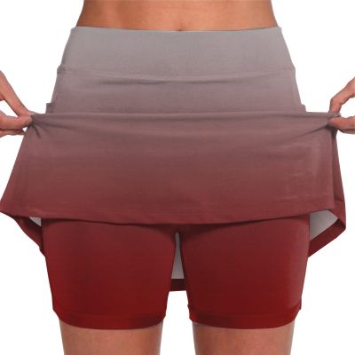 JOFOW Skorts for Women Knee Length Knee Length Skorts for Women Skirts with Built in Shorts Athletic Skorts for Women (B-Wine,XX-Large)