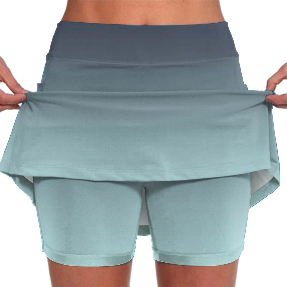 JOFOW Womens Skirt with Shorts Built in High Waisted Athletic Tennis Golf Skirts with Shorts Pockets Biker Shorts Sport Skirts for Women with Shorts (F-Grey,Small)