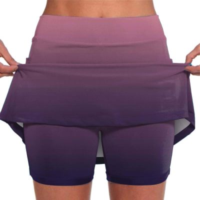 JOFOW Skirt for Women High Waist Athletic Skirt Skorts for Woman Skorts for Women with Pockets Womens Skorts (F-Purple,X-Large)