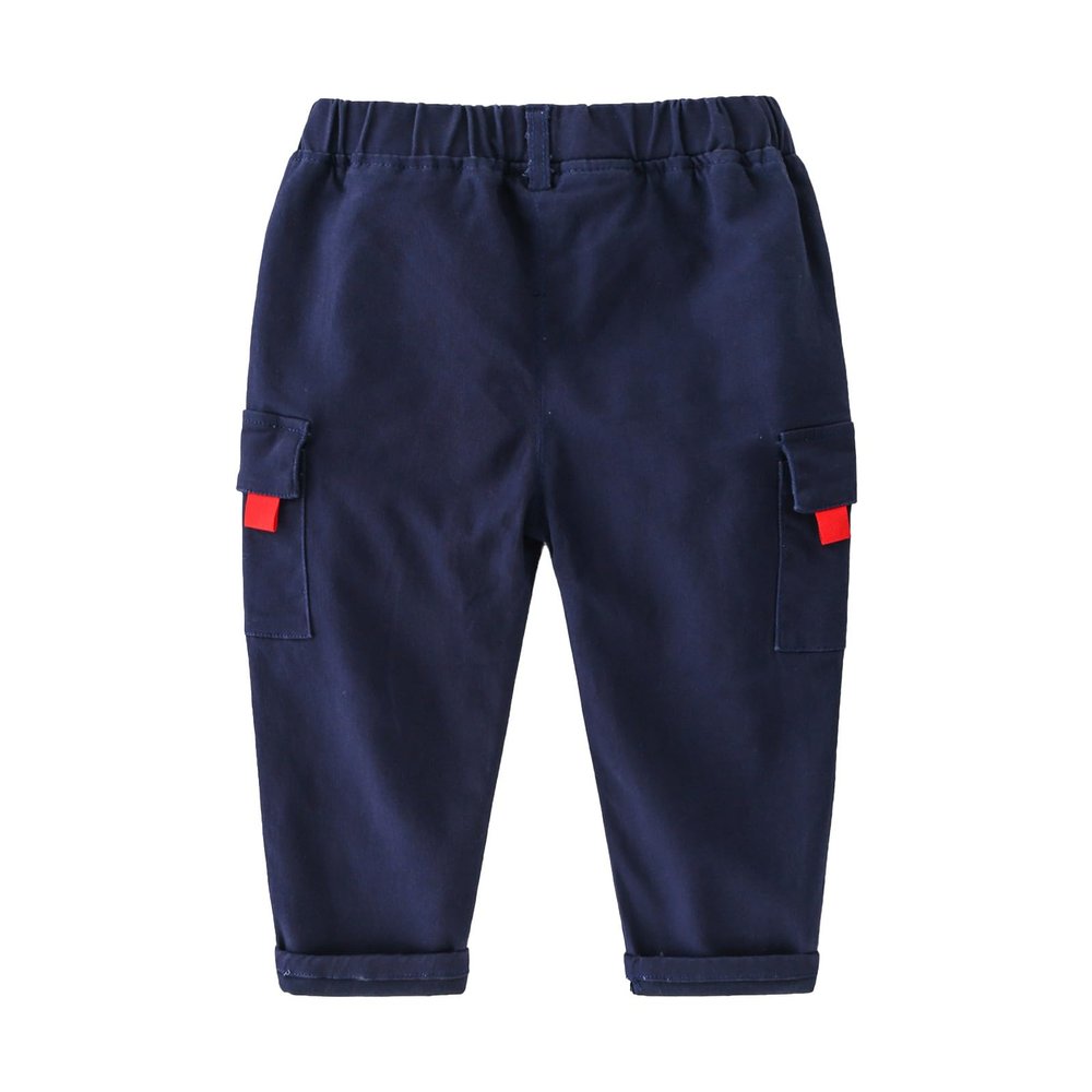 Toddler Baby Boys Twill Cargo Pants Pull-on Elastic Waist Baggy Joggers Solid School niform Hiking (Navy, 5-6 Years)