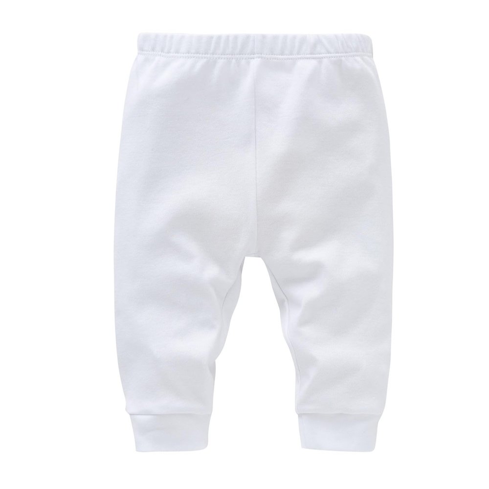 NineFit Basics Baby Joggers for Boys Girls Baggy Sweatpants Solid Pull On Elastic Waist School Pants Casual Sport (White, 3-6 Months)