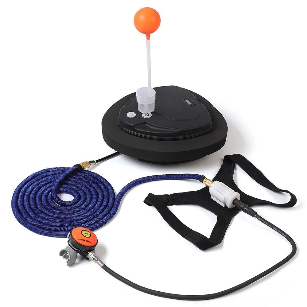 FASHIIROW Diving Ventilator, Diving, Snorkeling for Underwater Sports, with Telescopic Hose, Breathing Regulator, for Underwater Work Breathing(Black,5 Hours)
