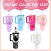Accessories Set for Stanley Cup All Water Bottle Holder Strap Straw Cover Cap for Stanley Cup Charms Boot Diamond Hot Pink Tumbler 30oz 40oz Accessories Cute Silicone Straw Topper Charms Boot view 3