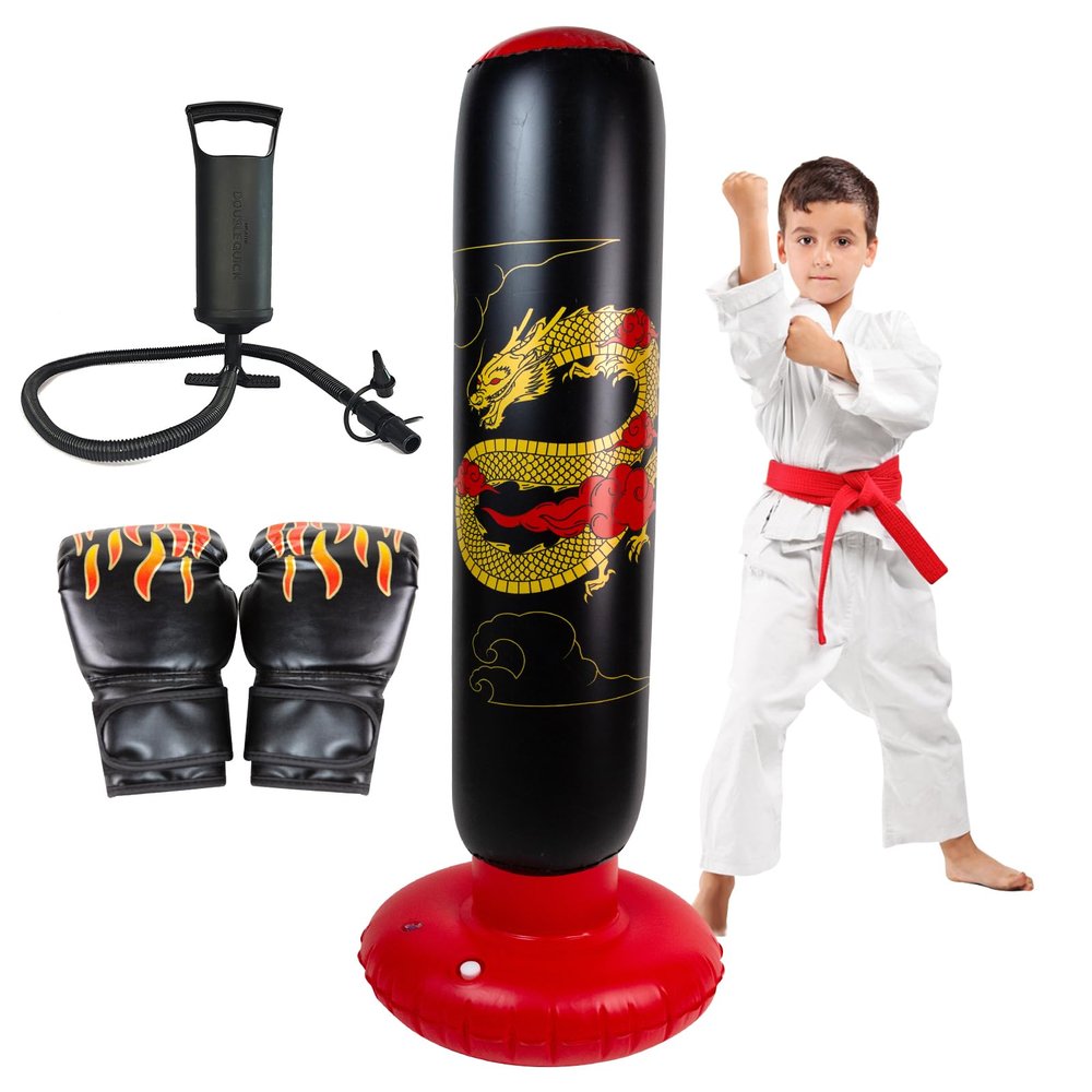 Onirii Inflatable Punching Bag for Kids with Boxing Gloves,Tall 66 Inch Stable Ninja Larger Kids Inflatable Boxing Bag,Gifts for Boys & Girls Age 5-12 for Taekwondo,MMA and Practicing Karate