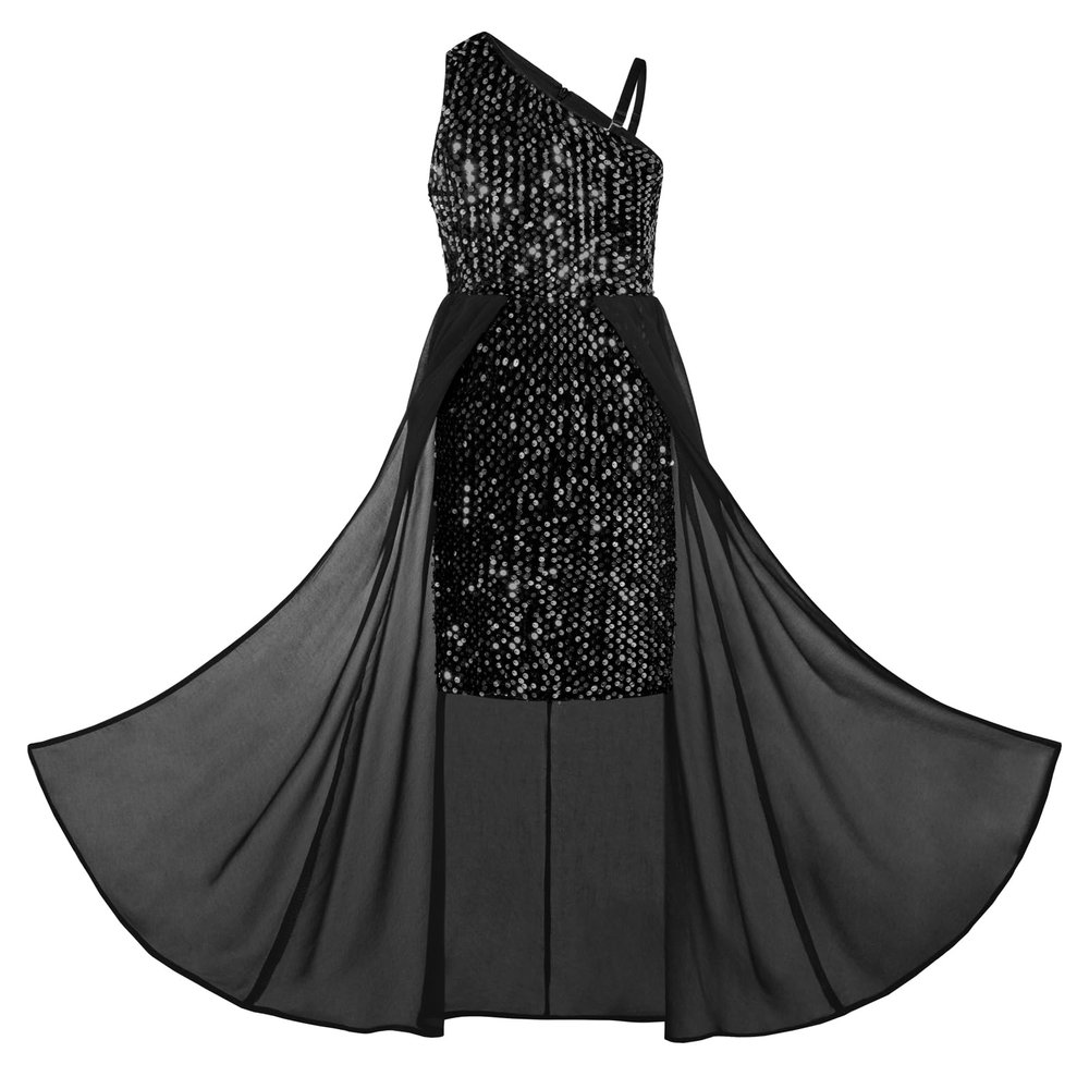 GRACE KARIN Girls Black Sequin Dress Size 6 Pageant Prom Birthday Party Sparkle Dresses Fall