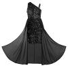 GRACE KARIN Girls Black Sequin Dress Size 6 Pageant Prom Birthday Party Sparkle Dresses Fall view 1