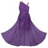 Girls Sequin Dress Purple One Sleeve Sparkly Prom Birthday Party Dresses Size 7 view 1