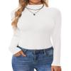 Ekouaer Turtleneck Shirt Women Long Sleeve Mock Neck Slim Fit Tops Thermal Base Layer Soft Lightweight Stretch Undershirts White M
