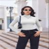 Ekouaer Turtleneck Shirt Women Long Sleeve Mock Neck Slim Fit Tops Thermal Base Layer Soft Lightweight Stretch Undershirts White M view 2