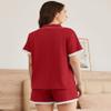 Ekouaer Womens Short Sleeve Pajamas Set Soft Sleepwear Button Down Lounge Set Lace Top and Shorts Pj Nightwear Deep Red view 3