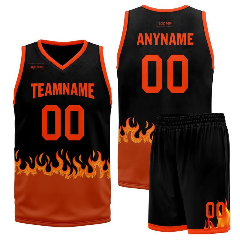 AWSOLE Custom Basketball Jerseys for Men Youth Personalized Name Number Women Breathable Quick Dry Basketball Sports Shirt Orange/Black