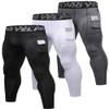 Queerier 3 Pack Men's Compression Pants Athletic Leggings with Pockets Running Baselayer Tights Cycling Workout Pants view 1