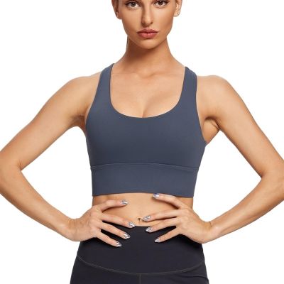 Pucheng Women's Sports Bra - Sports Yoga Fitness Bra with High Strength Support, Lightweight Breathable Moisture Wicking Technology,(Navy,Medium)