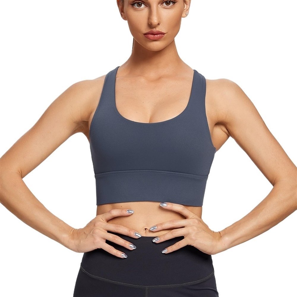 Pucheng Women's Sports Bra - Sports Yoga Fitness Bra with High Strength Support, Lightweight Breathable Moisture Wicking Technology,(Navy,Medium)