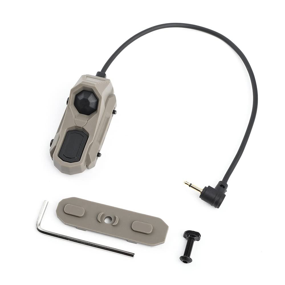 GLECTICAL Tactical Dual Button Remote Activation Pressure Switch for DBAL PEQ PEQ15 Weapon Lights,Fit for Mlok&Keymod Picatinny Rail(2.5mm Plug,DE)