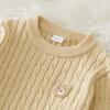 CVXV 2024 New Kids Sweaters Boys Cable Knit Winter Warm Long Sleeve Fall Pullover Sweater Tops,Khaki,11-12 Years view 4