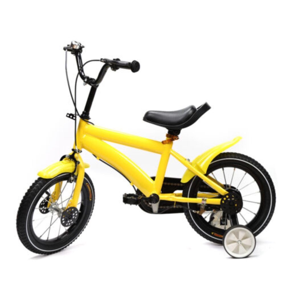 Xianikoho 14 Inch Kids Bike Boys & Girls Kids Bicycle with Training Wheels 3-6 Years Old Toddler Bike Children Bicycle with Safety Training Wheel (Yellow)