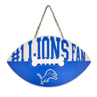 NFL #1 Detroit Lions Best Fan's Football Shape Sign with Dog Bone Design, Sporty Fence Sign, NFL Football Fan Waterproof Wooden Wall Sign, Yard Decor Indoor and Outdoor with Team Logo!
