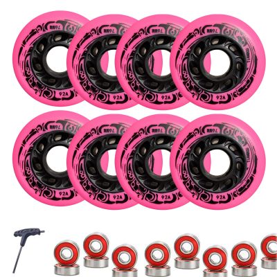GXBHSP 8-Pack Inline Skate Wheels with Bearing 72mm 76mm 80mm Inline Replacement Wheels for Indoor & Outdoor Skating (Pink)
