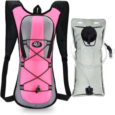 CKE Hydration Pack with 2L Bladder for Men Women Kids, Red, Sports Hydration Pack, Climbing, Padded Adjustable Straps