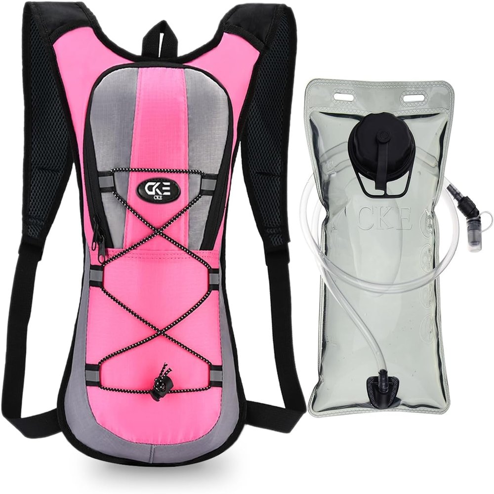 CKE Hydration Pack with 2L Bladder for Men Women Kids, Red, Sports Hydration Pack, Climbing, Padded Adjustable Straps