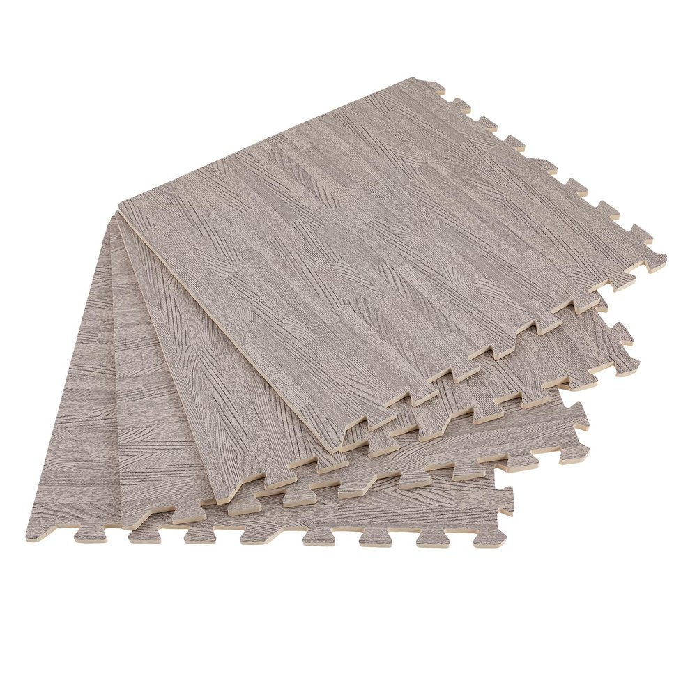 25 pcs Thick Printed Foam Tiles - Patchwork Foam Mat - 24" x 24" - Premium Wood Grain Interlocking Foam Floor Mats Patchwork Foam Mat - for Home, Gym Exercise or Trade Show (Grey, 24 * 24 in)
