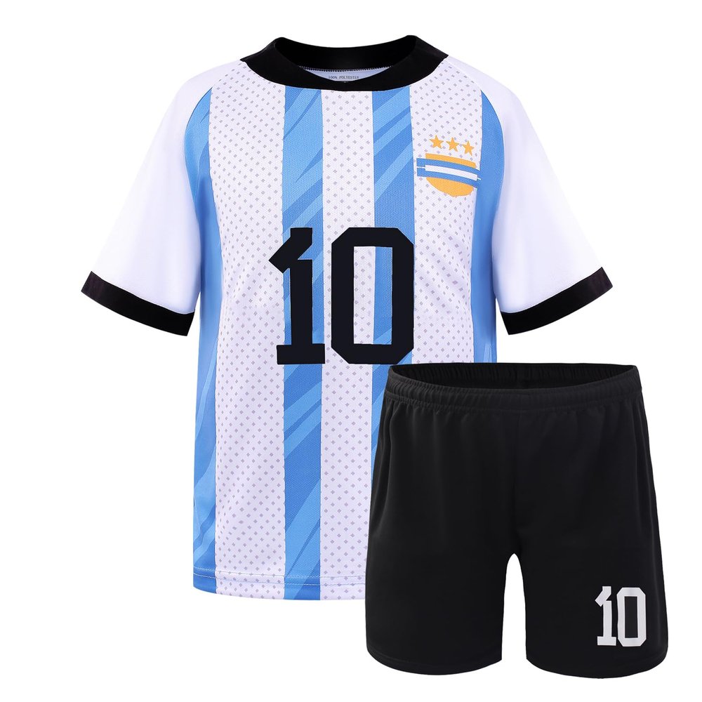 Boy's Soccer Jerseys for Kids #10 Outdoors Football Team Training Uniform Kit Boys Girls Youth Child Sport Fan Jersey (Blue, 13-14 Years)