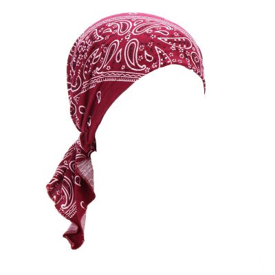 Womens Turban Chemo Hat Head Scarves Slip-On Pre-Tied Headwear Bandana Sleep Hair Cover Chemo Headwear for Women (Red, One Size)
