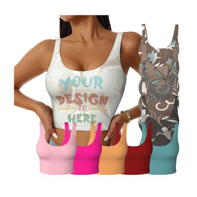 Custom Sports Bras Design Your Photo Personalized Crop Top for Women Perfect for Travel and As Couple Friend Mom Gifts with U-Shaped Back 2 Sides Print XX-Large Figure Style