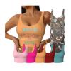 Custom Sports Bras Add Your Own Image Text Customized Underwear for Women for Women Perfect for Outdoor Activities and As Grandma Wife Lover Gifts with Low Neck 2 Sides Print XX-Large Orange view 1