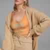 Custom Sports Bras Add Your Own Image Text Customized Underwear for Women for Women Perfect for Outdoor Activities and As Grandma Wife Lover Gifts with Low Neck 2 Sides Print XX-Large Orange view 2