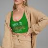 Custom Sports Bras Customize Your Own Photos/Text Customizable Crop Tops for Women Perfect for Travel and As Family Birthday Gifts with U-Shaped Back 2 Sides Print XX-Large Green view 2