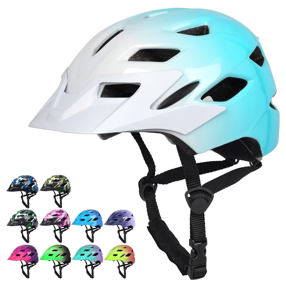 Kids Bike Helmet,Bavilk Kids Boys Girls Bike Helmets with LED Light Detachable Visor Children Youth Teen Multi-Sport for Skating Cycling Scooter Skateboard Adjustable & Lightweight 19.7"-22.4"
