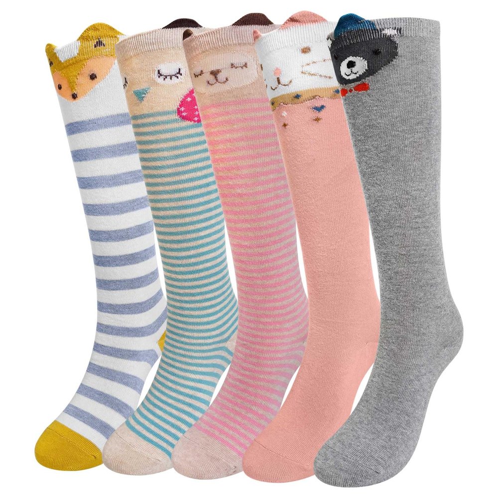 Artfasion Girls Knee High Socks: Cartoon Funny Long Tall Animal Breathable Seamless Socks for 8-11 Years Kids Gift 5 Pairs