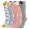 Artfasion Girls Knee High Socks: Cartoon Funny Long Tall Animal Breathable Seamless Socks for 8-11 Years Kids Gift 5 Pairs view 1
