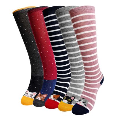 Artfasion Girls Knee High Cartoon Socks: Funny Long Tall Animal Breathable Seamless Socks for 5-7 Years Kids Gift - 5 Pairs