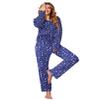 Ekouaer Women's Waffle Knit Pajama Sets Comfy Long Sleeve Lounge Sets 2 Piece Matching Pj Sets with Pockets Blue Floral Print Medium view 1