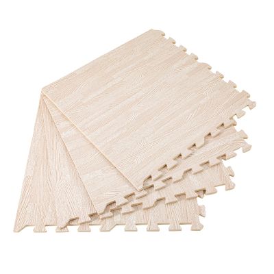 25 pcs Thick Printed Foam Tiles - Patchwork Foam Mat - 24" x 24" - Premium Wood Grain Interlocking Foam Floor Mats Patchwork Foam Mat - for Home, Gym Exercise or Trade Show (White, 24 * 24 in)