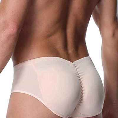 HUSILKY Mens Padded Underwear Butt Enhancer Shapewear Butt Lifter Boxers with 2Pcs Detachable Pads(Skin color,5X-Large)