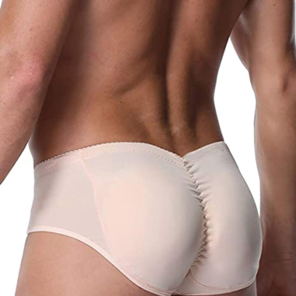 HUSILKY Mens Padded Underwear Butt Enhancer Shapewear Butt Lifter Boxers with 2Pcs Detachable Pads(Skin color,5X-Large)